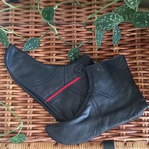 NWT Unisex Black Genuine Leather Socks Slippers Boot